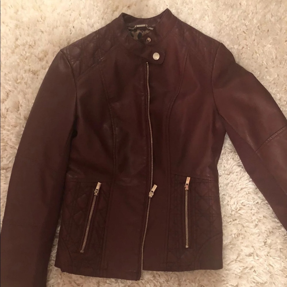 black rivet cherry leather jacket